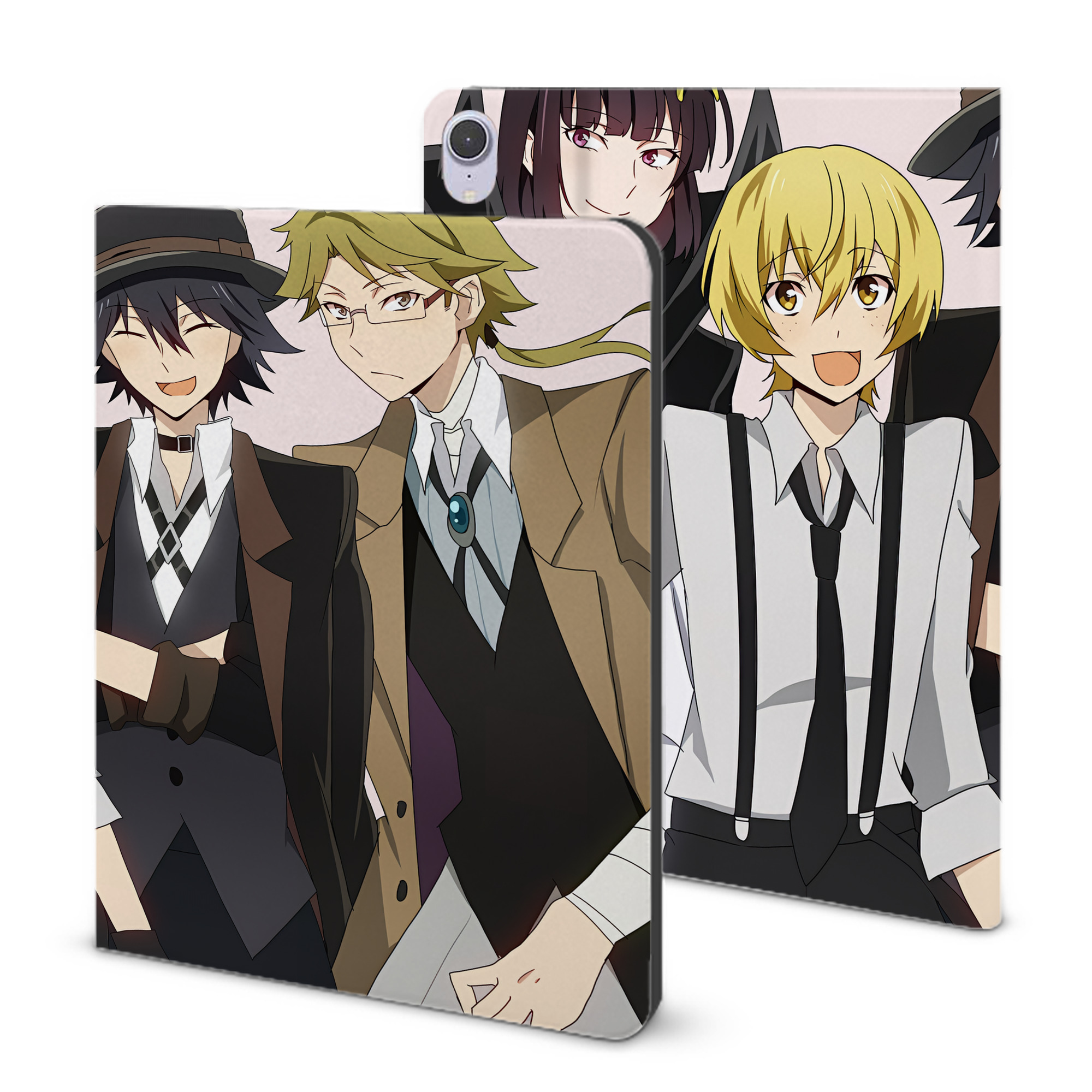 （画像用） 文豪ストレイドッグス Bungo Stray Dogs IPad ケース ブック型 PUレザー TPU 耐衝撃 軽量 薄型 ペン収納なし 全面保護 IPad 各モデル対応